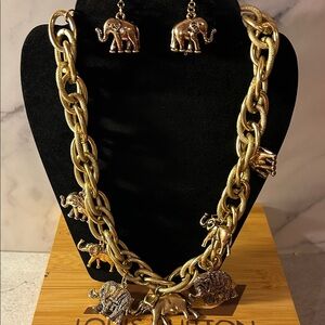 ICON Gold Elephant Necklace and Earring Set